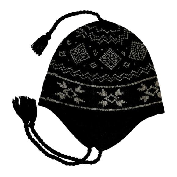 Chaos Hat Ski Winter Trapper Ear Flaps Knit Shell Fleece Interior Black Gray - Picture 2 of 8
